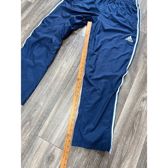 ADIDAS MEN'S TACK PANTS SIZE XL NAVY WHITE STRIPES WINDBREAKER PULL ON - Picture 7 of 9